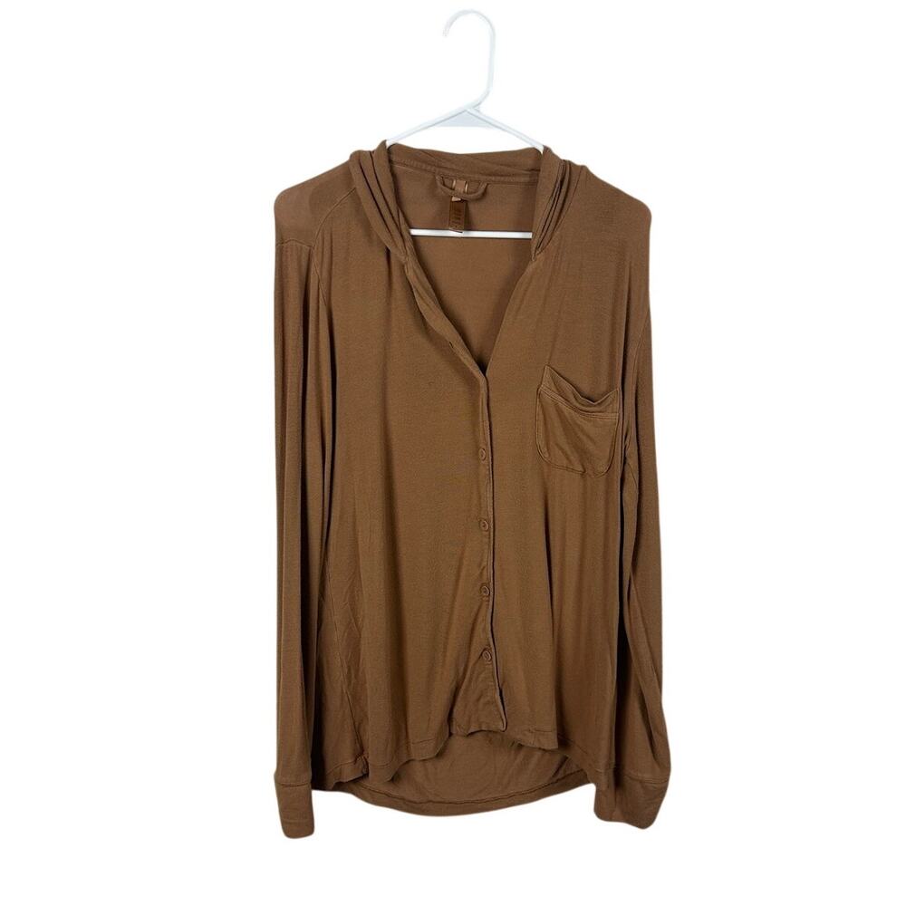 Skims Soft Lounge Ribbed Long Sleeve Top in Copper size S